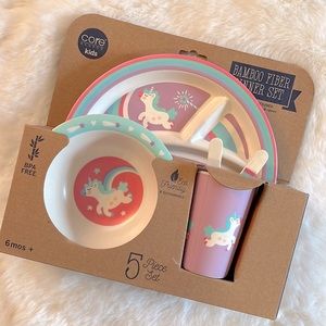 NWT Kids Bamboo Fiber 5 piece Dinner Set (unicorn)